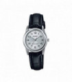 Casio Women's Silver Dial Black Leather Strap Watch -  LTP-V001L-7BUDF