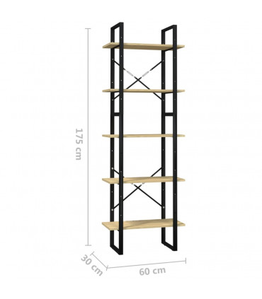 5-Tier Book Cabinet 60x30x175 cm Pinewood
