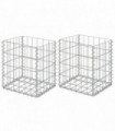 Gabion Baskets 2 pcs Galvanised Steel 30x30x40 cm