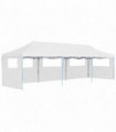 Folding Pop-up Party Tent with 5 Sidewalls 3x9 m White