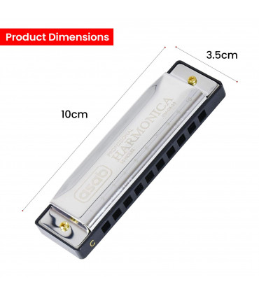 1X Classic Metal 10 Holes C Harmonica | AS-20185 HM-03-10S