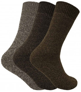 3 Pairs Mens Thermal Boot Socks - SE072 (TBS01) Brown