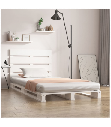 Bed Frame White 90x200 cm Solid Wood Pine