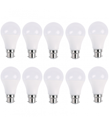 10 Pack 5W B22 Screw LED Light GLS bulbs, Energy Saving Edison  Cool White 6000K non dimmable lights