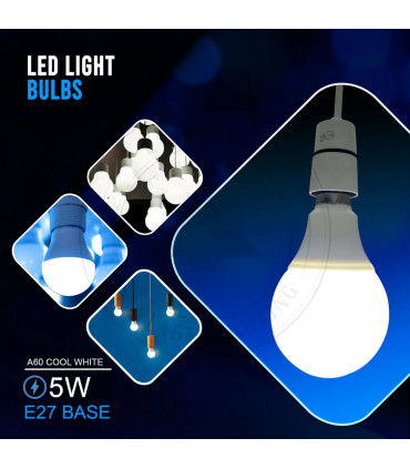 2 Pack 5W E27 Screw LED Light GLS bulbs, Energy Saving Edison  Cool White 6000K non dimmable lights