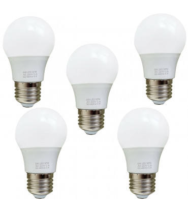 5 Pack 5W E27 Screw LED Light GLS bulbs, Energy Saving Edison  Cool White 6000K non dimmable lights