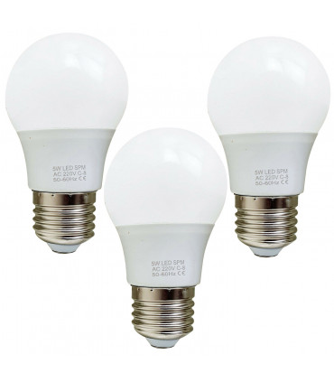 3 Pack 5W E27 Screw LED Light GLS bulbs, Energy Saving Edison  Cool White 6000K non dimmable lights