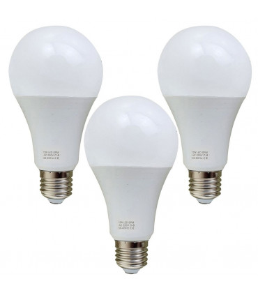 E27 12W Energy Saving Warm White LED Light Bulbs A60 E27 Screw-in non dimmable bulbs-pack 3