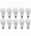 E27 12W Energy Saving Warm White LED Light Bulbs A60 E27 Screw-in non dimmable bulbs-pack 10