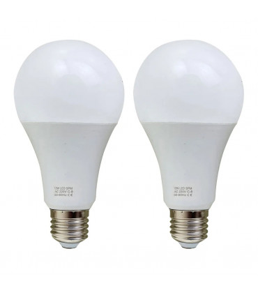 E27 12W Energy Saving Warm White LED Light Bulbs A60 E27 Screw-in non dimmable bulbs-pack 2