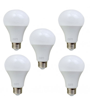 E27 15W Energy Saving Warm White LED Light Bulbs A60 E27 Screw-in non dimmable bulbs-pack 5