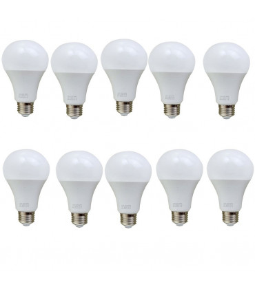 E27 15W Energy Saving Warm White LED Light Bulbs A60 E27 Screw-in non dimmable bulbs-pack 10