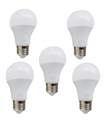 E27 9W Energy Saving Warm White LED Light Bulbs A60 E27 Screw-in non dimmable bulbs-pack 5