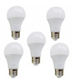 E27 9W Energy Saving Warm White LED Light Bulbs A60 E27 Screw-in non dimmable bulbs-pack 5