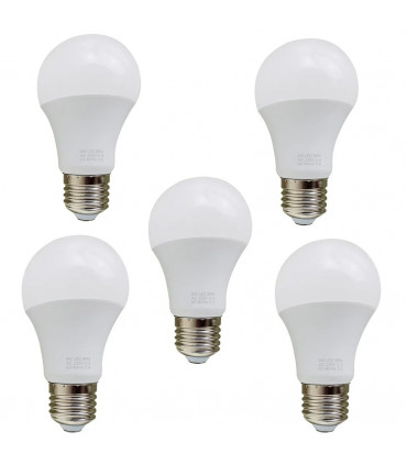 E27 9W Energy Saving Warm White LED Light Bulbs A60 E27 Screw-in non dimmable bulbs-pack 5