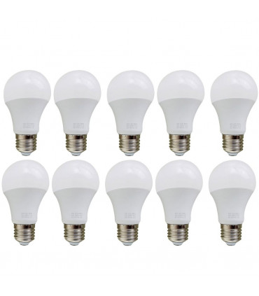 E27 9W Energy Saving Warm White LED Light Bulbs A60 E27 Screw-in non dimmable bulbs-pack 10