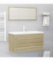 2 Piece Bathroom Furniture Set Sonoma Oak Engineered Wood
