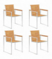 Garden Chairs 4 pcs Solid Teak Wood and Stainless Steel