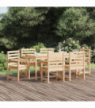 7 Piece Garden Dining Set Solid Wood Pine