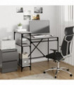 Desk with Shelves Grey Sonoma 105x50x90 cm Engineered Wood&Iron