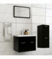 Bathroom Furniture Set Black Engineered Wood