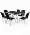 7 Piece Outdoor Dining Set Steel Black