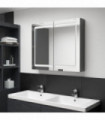 LED Bathroom Mirror Cabinet Shining Grey 80x12x68 cm