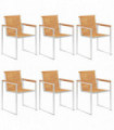 Garden Chairs 6 pcs Solid Teak Wood and Stainless Steel
