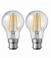 2 Pack A60 B22 4W Bayonet Style LED filament Retro light bulb Cool white glass bulbs 6000K Light Bulbs