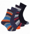 4 PAIRS - Sock Snob Mens Cosy Socks (6-11 / Black / Orange Stripe)