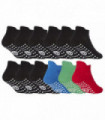 12 PAIRS - Boys Gym Socks with Grips (6-8 / Black / Green)