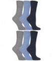 Gentle Grip - Ladies Diabetic Socks - 6 Pairs (4-8 UK / Blue)