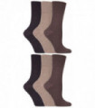 Gentle Grip - Ladies Diabetic Socks - 6 Pairs (4-8 UK / Brown 39)