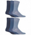 Gentle Grip - Mens Diabetic Socks - 6 Pairs (6-11 UK / Blues)