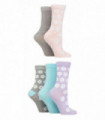 5PK - Wildfeet Jacquard Crew Socks (4-8 / Flowers Pastel)