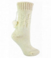 Ladies Alpaca Pom Pom Socks (4-8 / Cream)