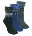 3 Pack Ladies Turnover Top Wool Bed Socks (4-8 UK / Black / Charcoal / Denim)