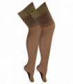 2 Pack Lace Top Seamed Stockings (M / Nude / Black)