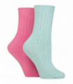 2PK - Wildfeet Cashmere Bed Socks (4-8 / Green/Peach)