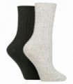 2PK - Wildfeet Cashmere Bed Socks (4-8 / Grey/Green)
