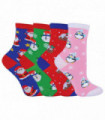4 Pk Kids Christmas Socks (9-12 / Assorted)