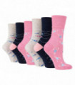 Gentle Grip - Ladies 6 Pack Socks (4-8 / Autumn Leaves)