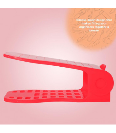 Haven Space Saver Shoe Rack Organiser Standard Size Easy To Clean & Sturdy, Red