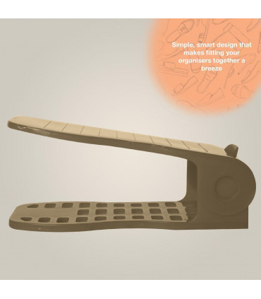 Haven Space Saver Shoe Rack Organiser Standard Size Easy Clean & Sturdy, Brown