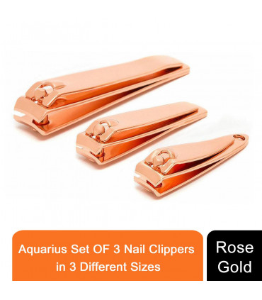 Envie Nail Clippers Stainless Steel Ergonomic Rose Gold Nail Cutter, Set of 3