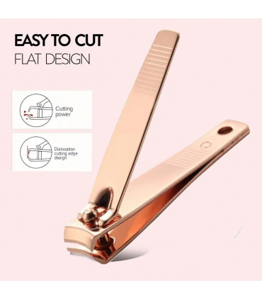 Envie Nail Clippers Stainless Steel Ergonomic Rose Gold Nail Cutter, Set of 3