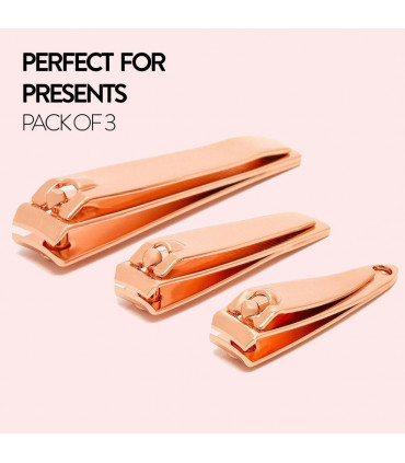 Envie Nail Clippers Stainless Steel Ergonomic Rose Gold Nail Cutter, Set of 3