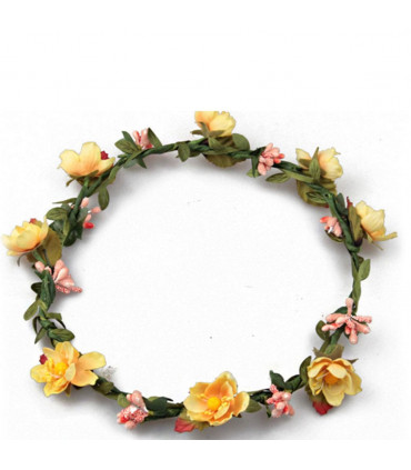 Flower Head Garland Crown Perfect for Festivals | Weddings or Summer days[Yellow]