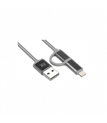 FX 2 in 1 Braided Charge & Sync Cable - 3m : Space Grey
