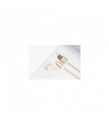 FX 2 in 1 Braided Charge & Sync Cable - 3m : Gold